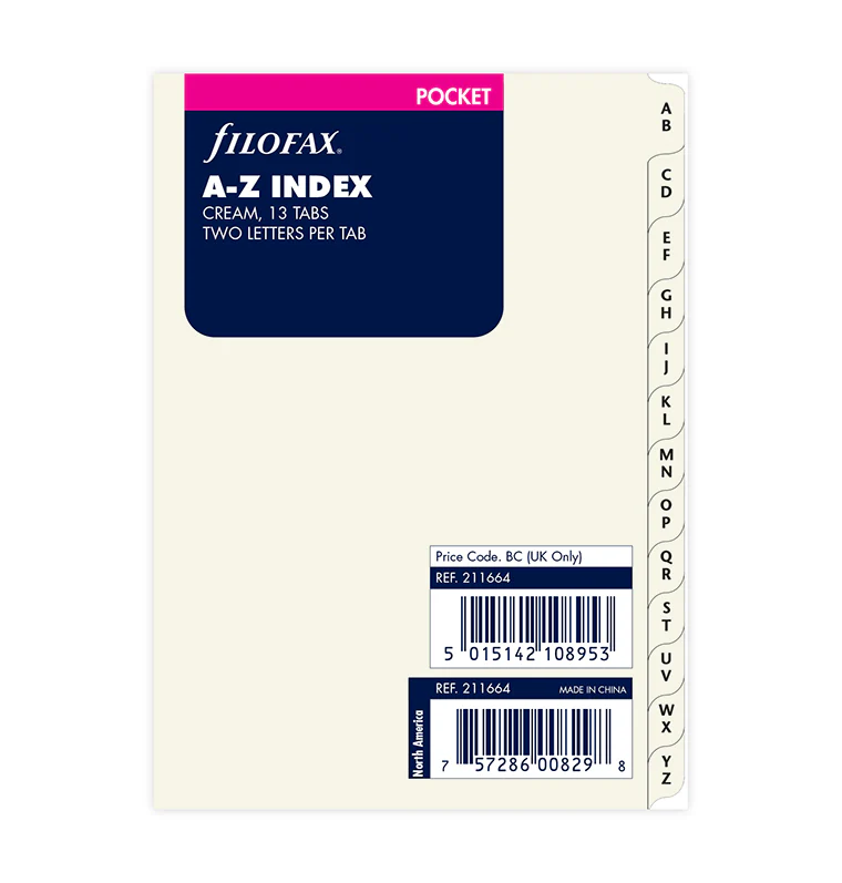 Cotton Cream A-Z Dividers - Pocket