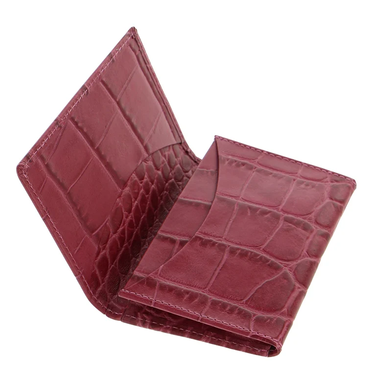 Classic Croc Leather Business Card Holder - Image 9