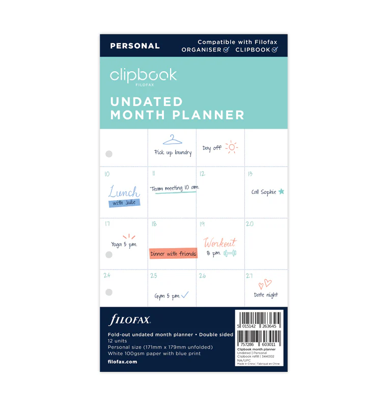 Clipbook Undated Month Planner Refill - Personal - Image 5