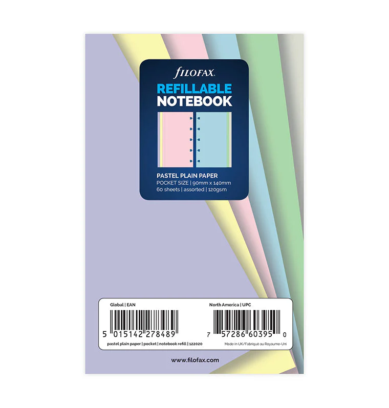 Filofax Notebook Pastel Plain Paper Refill - Pocket