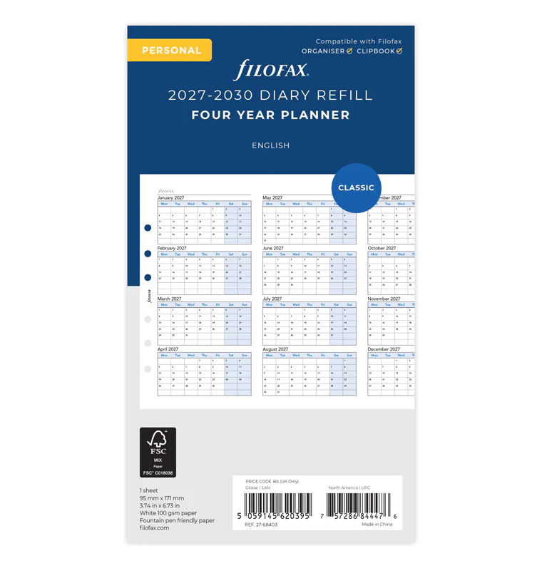 Four Year Planner - Personal 2027-2030 English