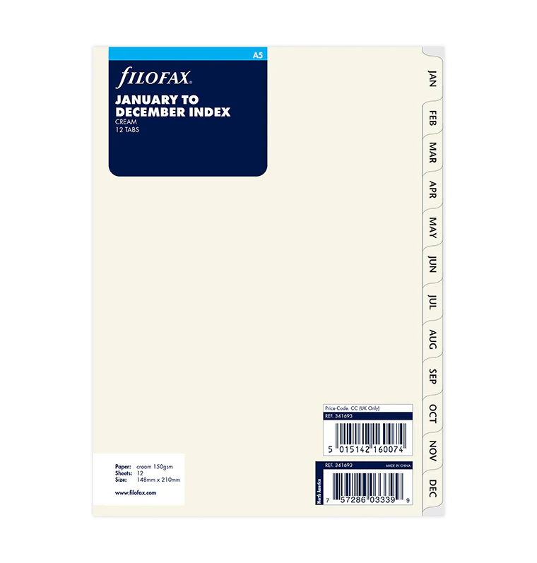 Cotton Cream January-December Dividers - A5