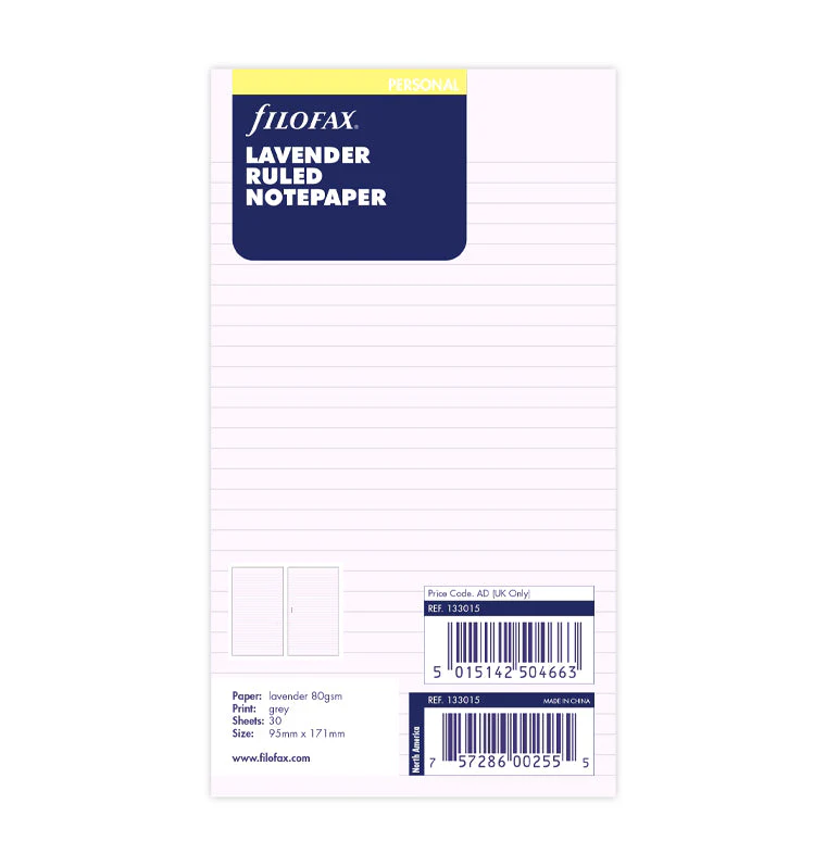 Lavender Ruled Notepaper Refill - Personal