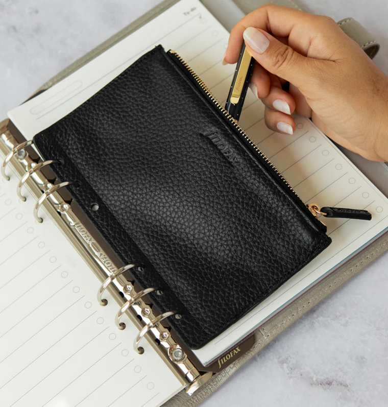 Leather Zipper Pouch Black - Image 4