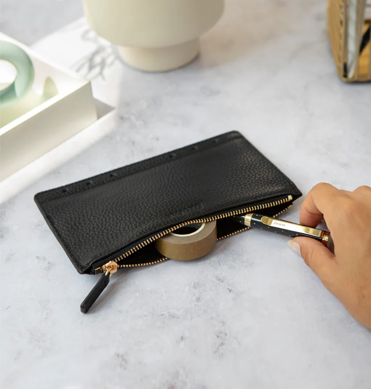 Leather Zipper Pouch Black - Image 6