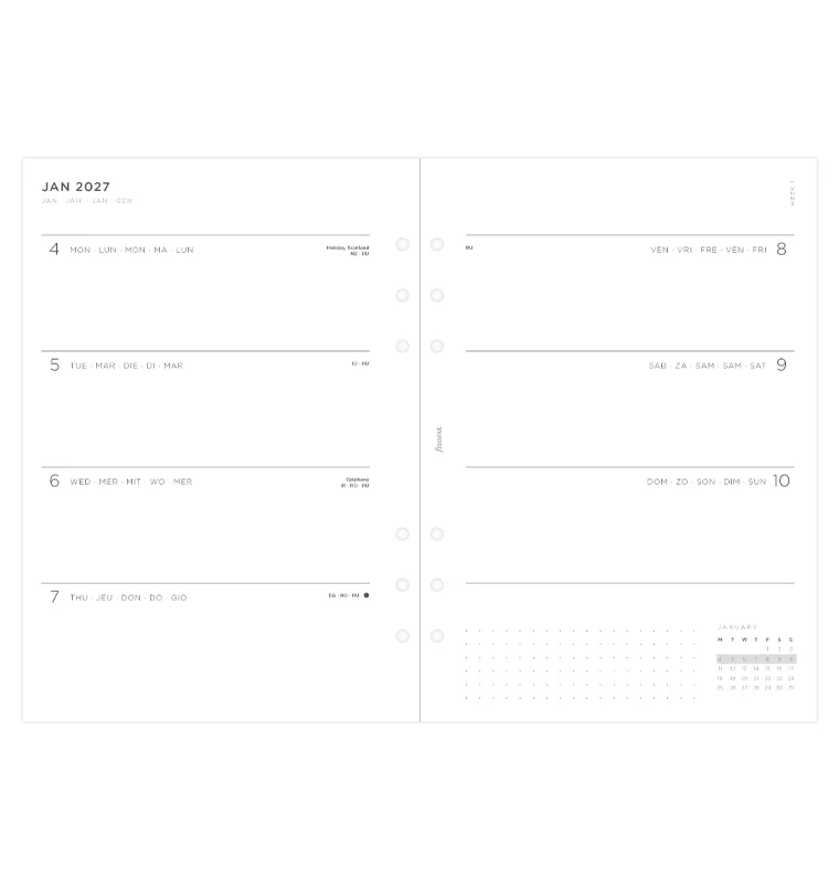 Minimal Week On Two Pages Diary - A5 2027 Multilanguage - Image 4