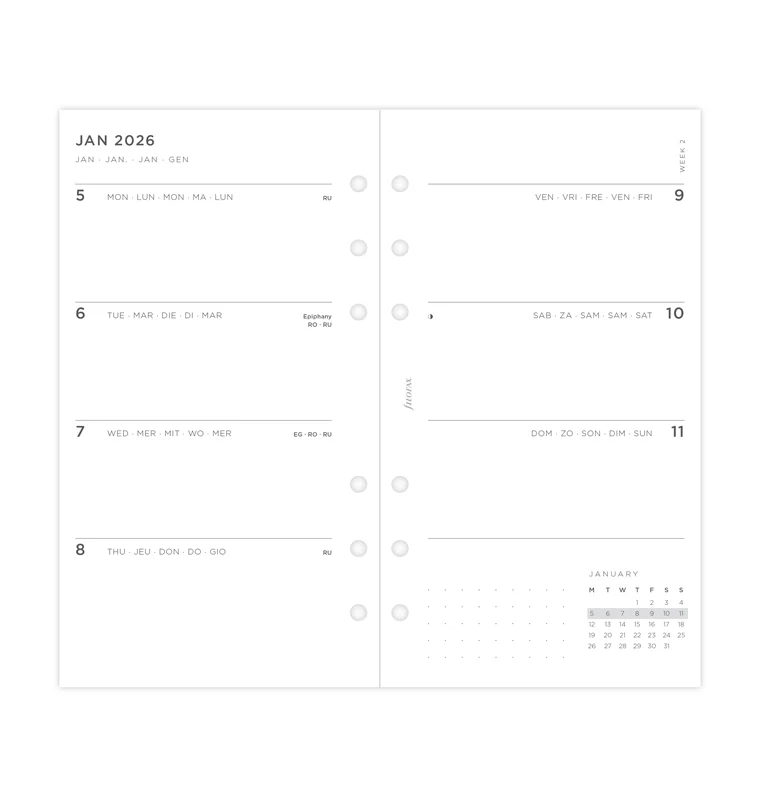 Minimal Week On Two Pages Diary - Personal 2026 Multilanguage - Image 4