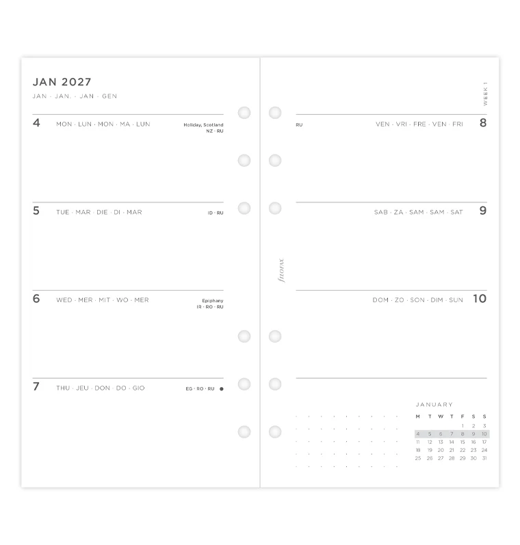 Minimal Week On Two Pages Diary - Personal 2027 Multilanguage - Image 4