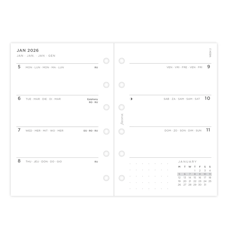 Minimal Week On Two Pages Diary - Pocket 2026 Multilanguage - Image 4