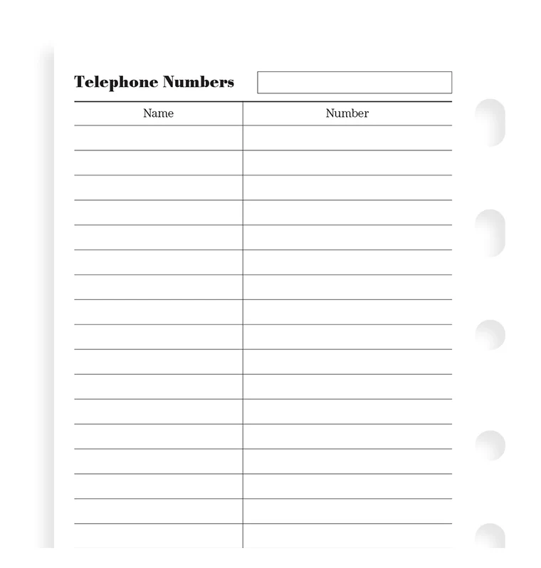 Name and Telephone Number Refill - Pocket - Image 5