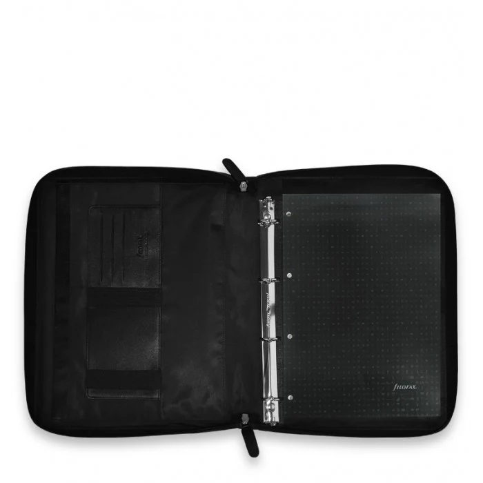 Nappa A4 Leather Zipped Folio with Removable Rings Black - Sale - Image 2