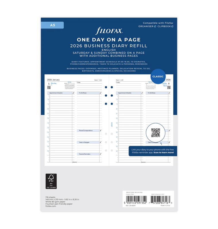 One Day On A Page Business Diary - A5 2026 English