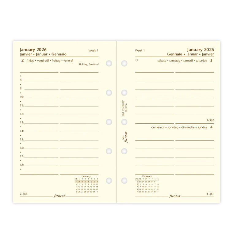 One Day On A Page Diary With Appointments - Mini Cotton Cream 2026 Multilanguage - Image 4
