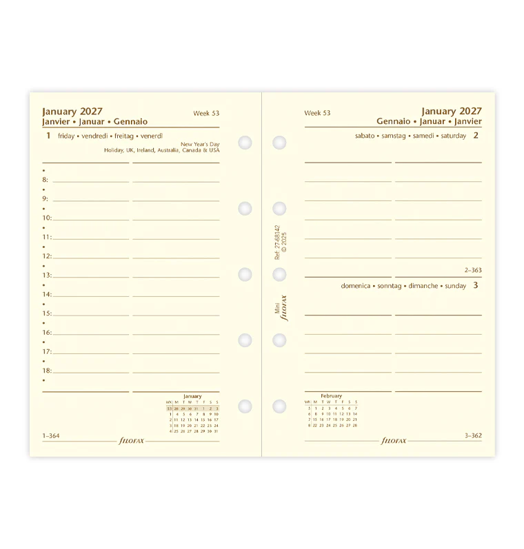 One Day On A Page Diary With Appointments - Mini Cotton Cream 2027 Multilanguage - Image 4