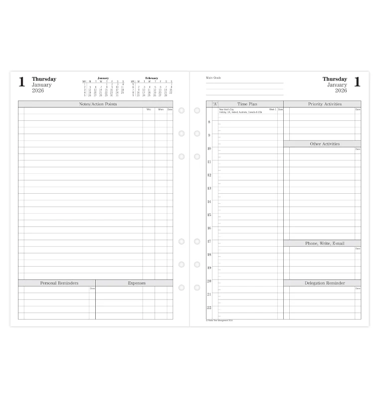 Time Management One Day On Two Pages Diary - A5 2026 English - Image 4