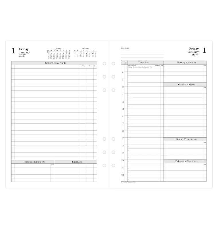 Time Management One Day On Two Pages Diary - A5 2027 English - Image 4