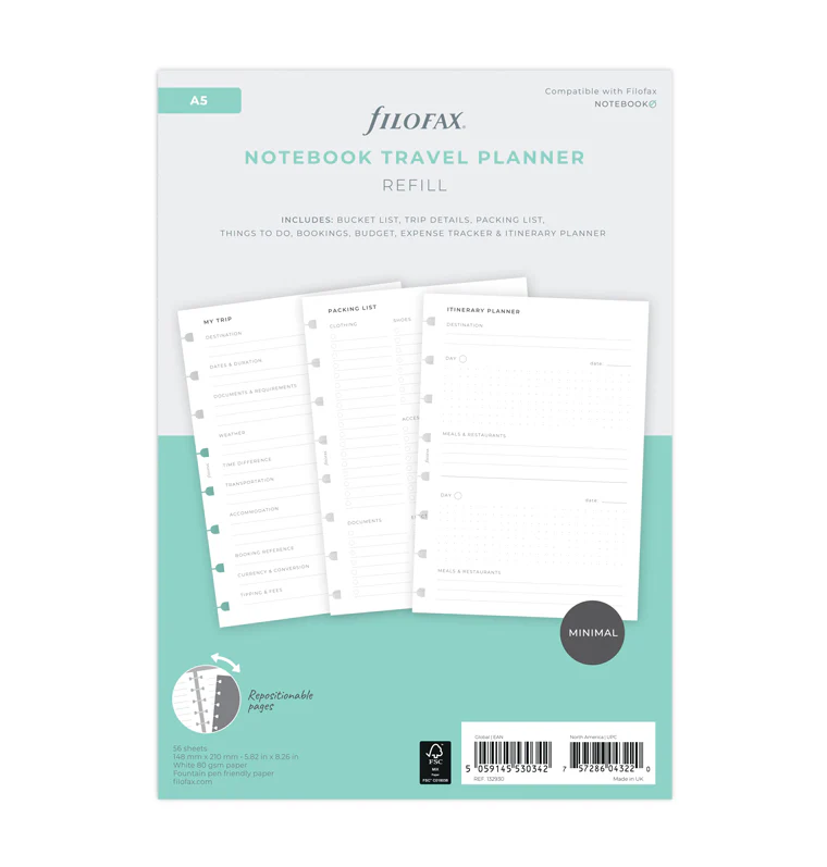 Travel Planner Notebook Refill - A5 - Image 6