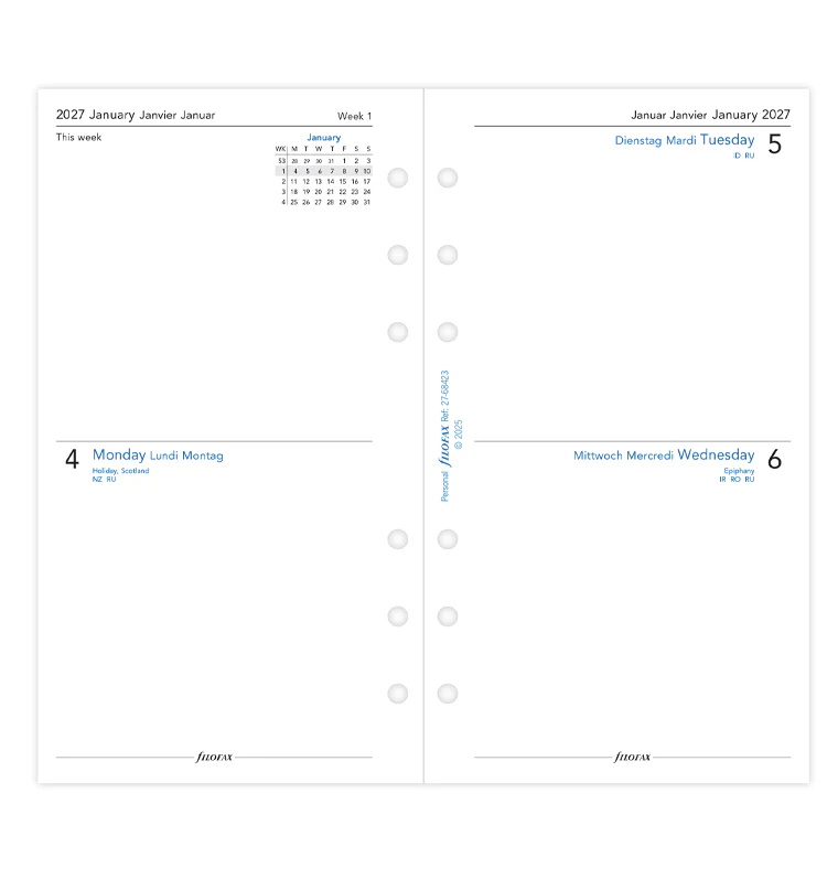 Two Days On One Page Diary - Personal 2027 Multilanguage - Image 4
