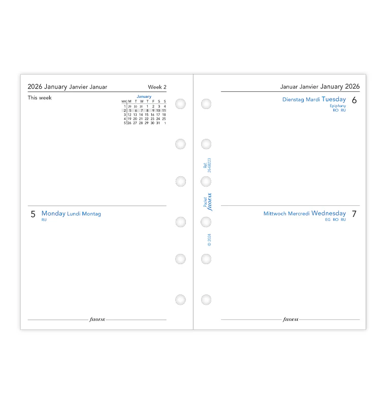 Two Days On One Page Diary - Pocket 2026 Multilanguage - Image 4