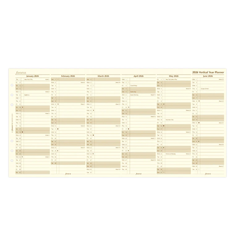 Vertical Year Planner - A5 Cotton Cream 2026 English - Image 4
