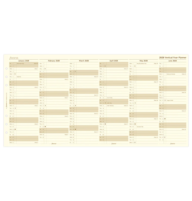 Vertical Year Planner - A5 Cotton Cream 2028 English - Image 4