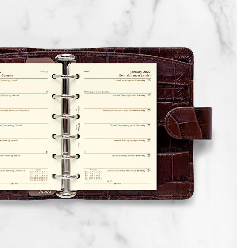 Week On One Page Diary - Pocket Cotton Cream 2027 Multilanguage - Image 2