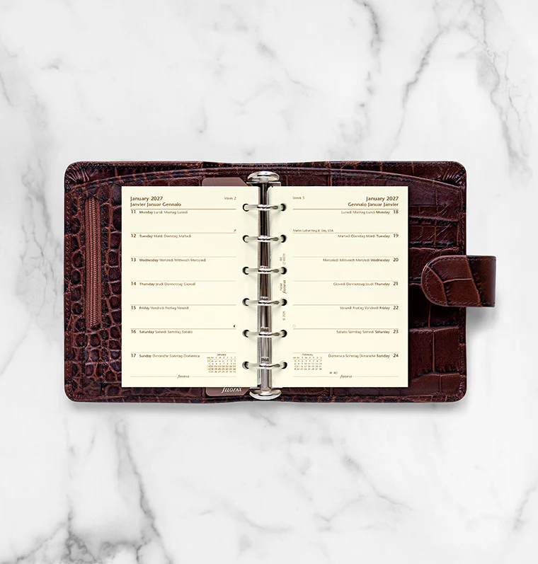 Week On One Page Diary - Pocket Cotton Cream 2027 Multilanguage - Image 3