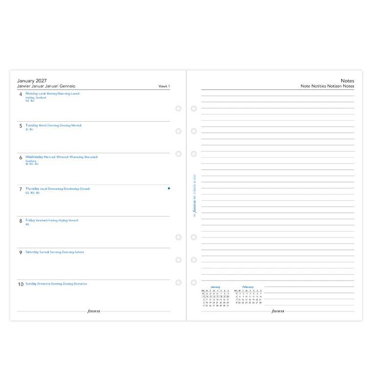 Week On One Page Diary With Notes - A5 2027 Multilanguage - Image 4