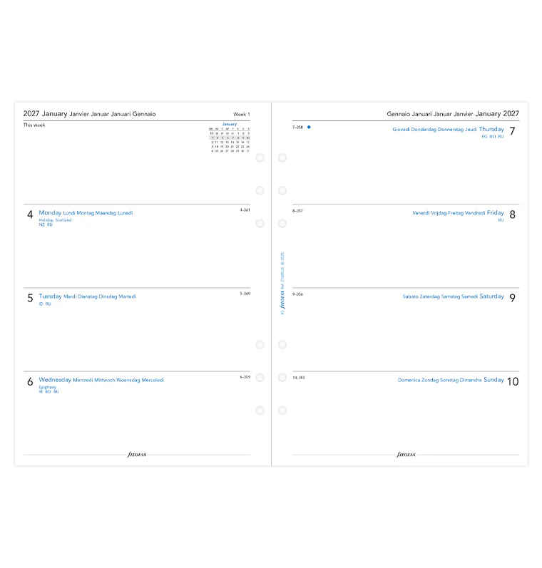 Week On Two Pages Diary - A5 2027 Multilanguage - Image 4