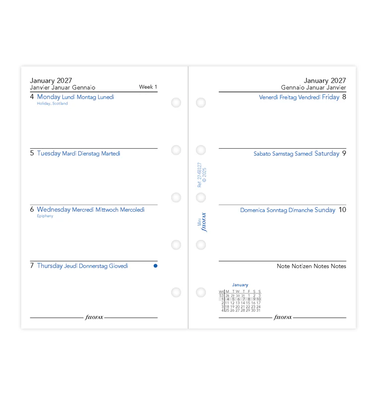 Week On Two Pages Diary - Mini 2027 Multilanguage - Image 4