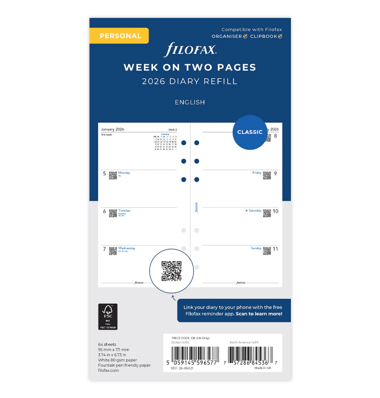 Week On Two Pages Diary - Personal 2026 English
