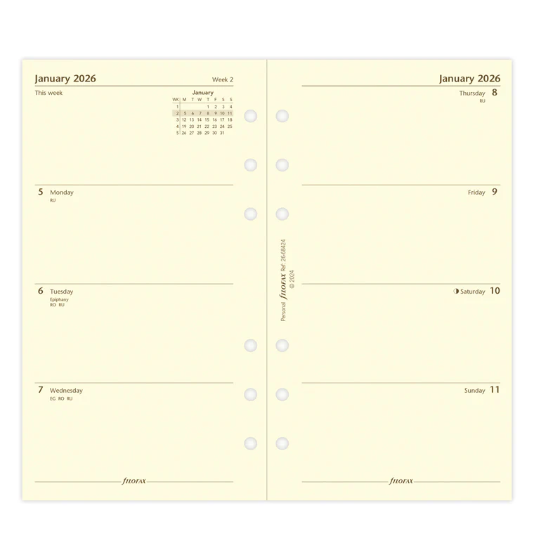 Week On Two Pages Diary - Personal Cotton Cream 2026 English - Image 4