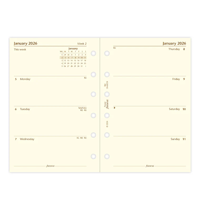 Week On Two Pages Diary - Pocket Cotton Cream 2026 English - Image 4