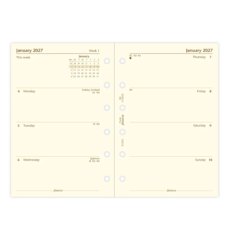 Week On Two Pages Diary - Pocket Cotton Cream 2027 English - Image 4