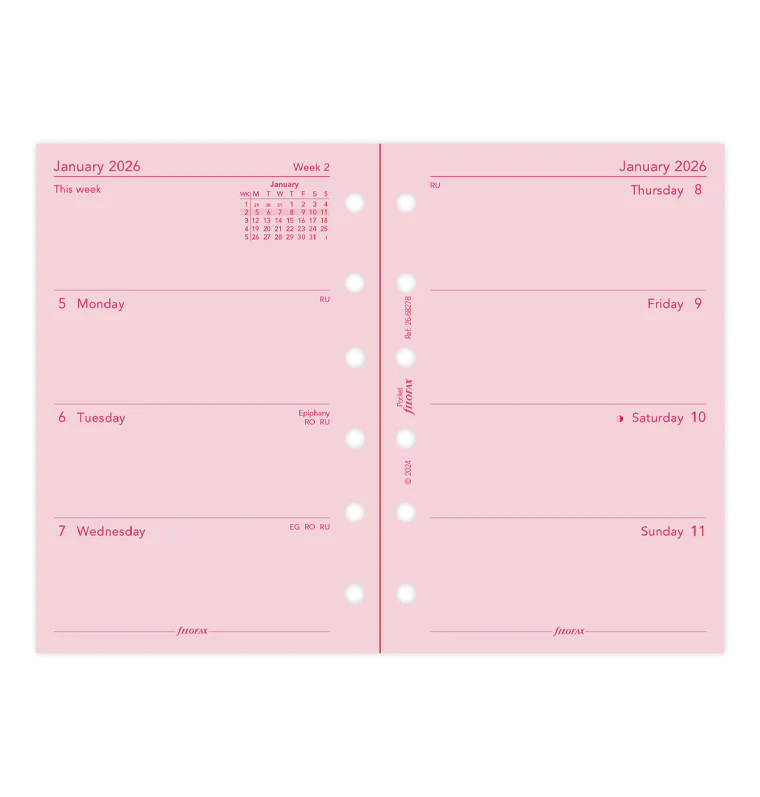 Week On Two Pages Diary - Pocket Pink 2026 English - Image 4