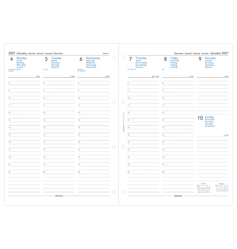 Week On Two Pages Diary With Appointments - A4 2027 Multilanguage - Image 4