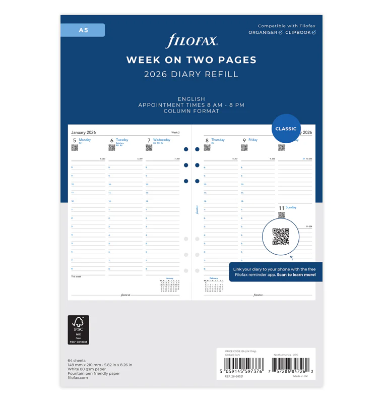 Week On Two Pages Diary With Appointments - A5 2027 English