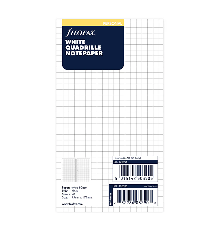White Quadrille Notepaper Refill - Personal - Image 6