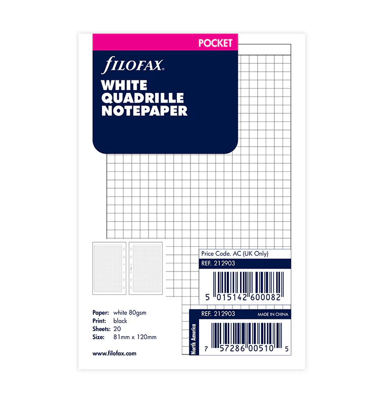 White Quadrille Notepaper Refill - Pocket - Image 5